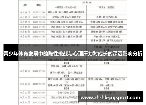 青少年体育发展中的隐性挑战与心理压力对成长的深远影响分析