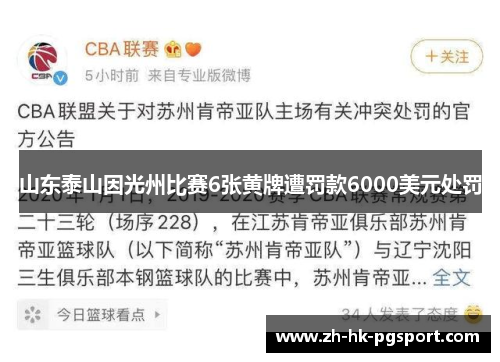 山东泰山因光州比赛6张黄牌遭罚款6000美元处罚